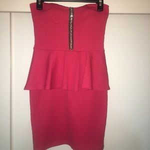 Hot pink boutique peplum dress size M